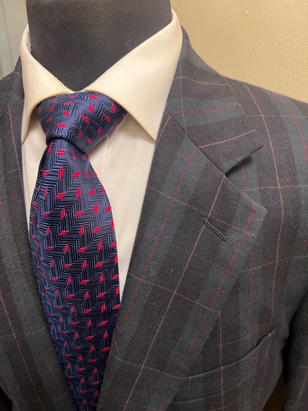 Jos A Bank Tartan Plaid Sport Coat Blazer Jacket Wool Blue’ Men 42R